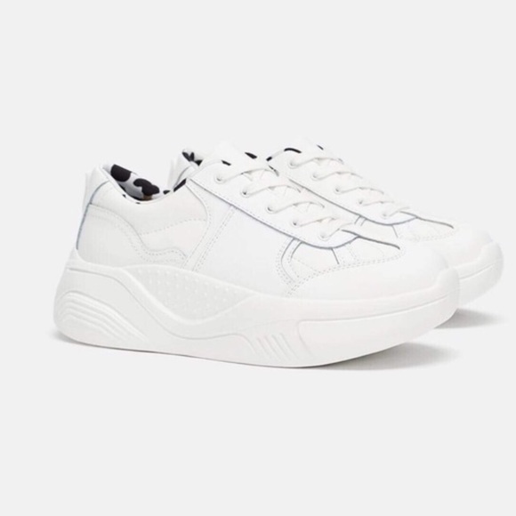 {Zara} Platform ‘Over-Sized’ White Sneakers
